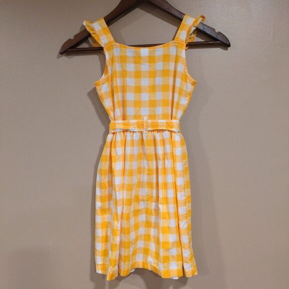 Carters Girls Size 7/7A Gingham Cotton Sundress Yellow White Plaid Button Ruffle - Picture 4 of 8